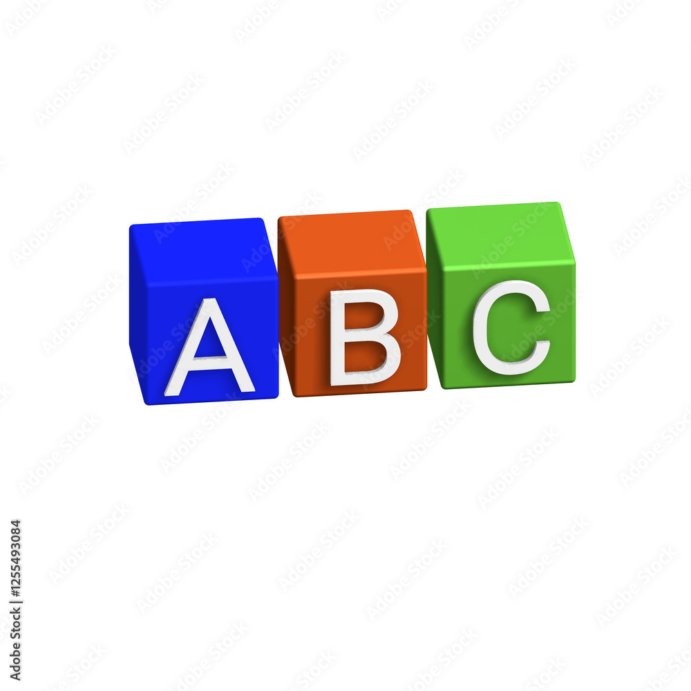Poster a captivating image of abc blocks showcased in a 3d illustration with a transparent background offer