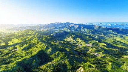 Fototapeta premium Aerial View Of Lush Green Mountains