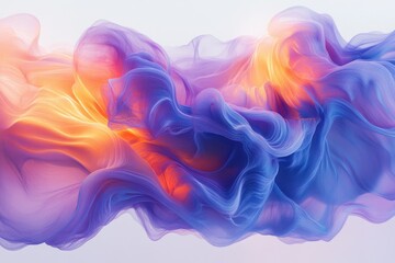 Obraz premium Abstract artwork depicting swirling, translucent fabric in shades of purple, blue, and orange.