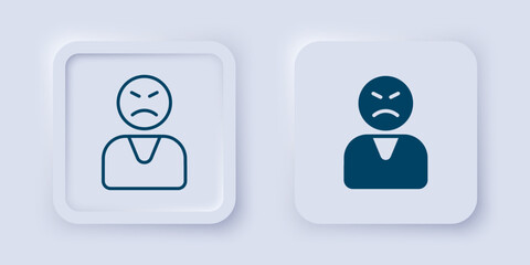 Filled and outline Angry customer icon isolated on grey background. Square button. Vector