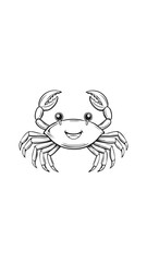 Cute Crab Animal Coloring Kid Book Page in Black and White. Monochrome and Colored Samples

