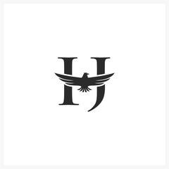 Bold Monogram Logo – Letter HJ with Eagle Symbol