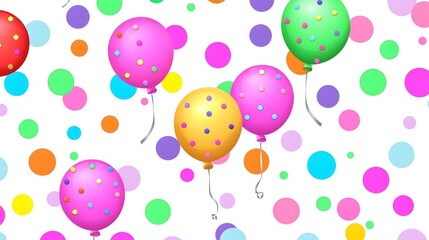 Colorful Balloon Design with Polka Dots and Festive Background