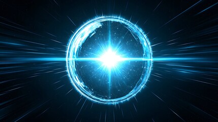 Bright Blue Light Sphere Radiating Energy in Cosmic Space