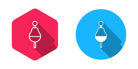 Filled and outline Fishing float icon isolated with long shadow background. Fishing tackle. Vector © Iryna