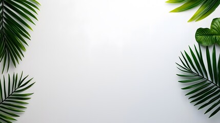 Tropical Palm Leaves Frame on Light Background for Design Projects