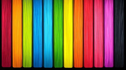 Colorful Strands of Craft Material Arranged in Vertical Lines