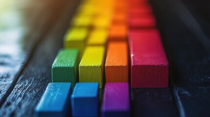 Vividly colored blocks descend in height symbolizing contraction and decline during an economic crisis evoking a sense of instability