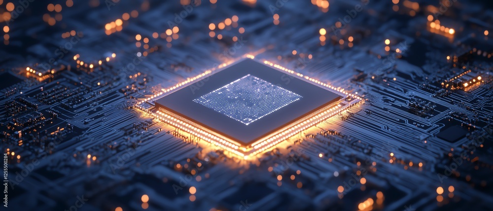 Aufkleber minimalistic blueprint of a circuit board on a dark blue background, sleek and modern digital design