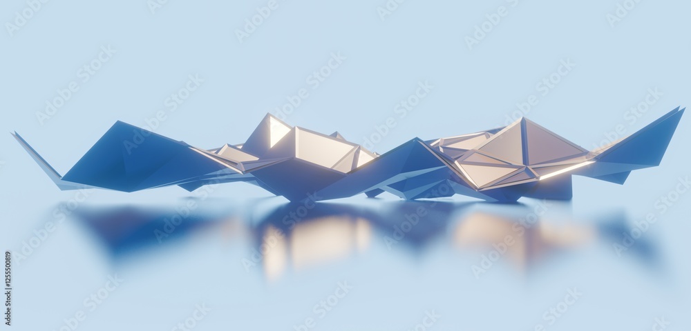 Poster futuristic abstract background crystal building 3d render