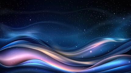 Colorful abstract sound waves combined with audio gear create a lively backdrop filled with neon light effects in blue and pink shades