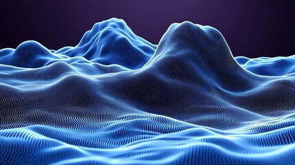 Obraz premium Abstract Blue Digital Landscape of Particle Mountains
