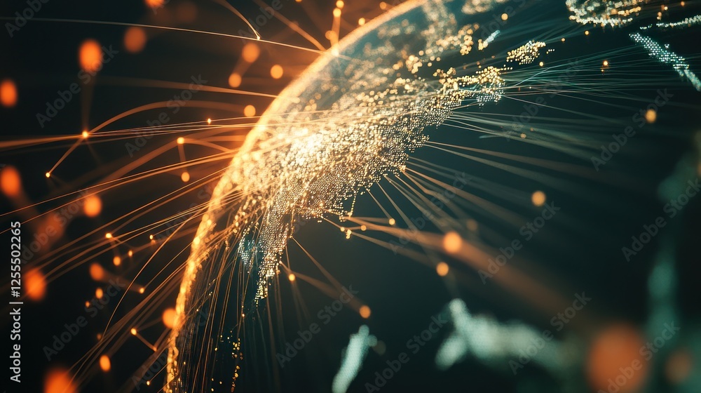 Poster global network connectivity: abstract representation of data transmission