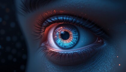 Fototapeta premium Futuristic cybernetic eye with glowing neon elements