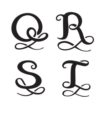 Stylized Monogram Set Letters Q, R, S, T