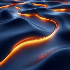 A smooth metallic texture with sharp edges and glowing orange highlights.