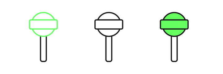 Set line Lollipop icon isolated on white background. Food, delicious symbol. Vector