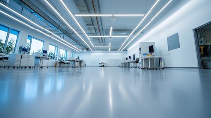 Naklejka premium Modern Bright Office Interior with Minimalist Design and High Tech Equipment