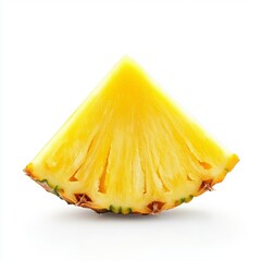 Closeup Triangular Slice Of Yellow Pineapple On White Background