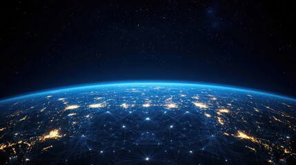 Obraz premium Earth At Night From Space With City Lights