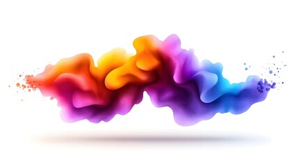 Colorful abstract background with watercolor drops and spray on a clean white surface