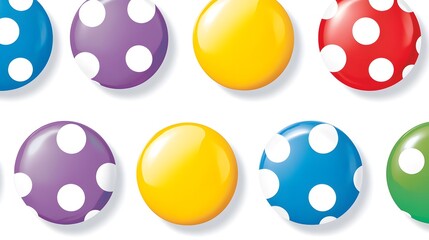 Colorful Polka Dot Buttons on White Background for Creative Design