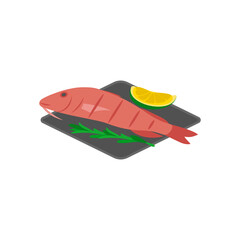 Raw BarbunSeafood Vector Illustration, Isolated