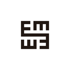 Letter m and w square, round geometric symbol simple logo vector