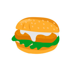 Seafood BurgerSeafood Vector Illustration, Isolated