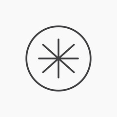 Asterisk vector icon isolated in black line