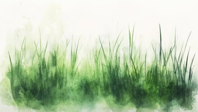 Lush green grass texture background, hand-painted in a detailed watercolor style. Ideal for website banners, social media posts, eco-friendly branding, and nature-themed designs. - Powered by Adobe