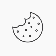 Cookie vector icon isolated in black line