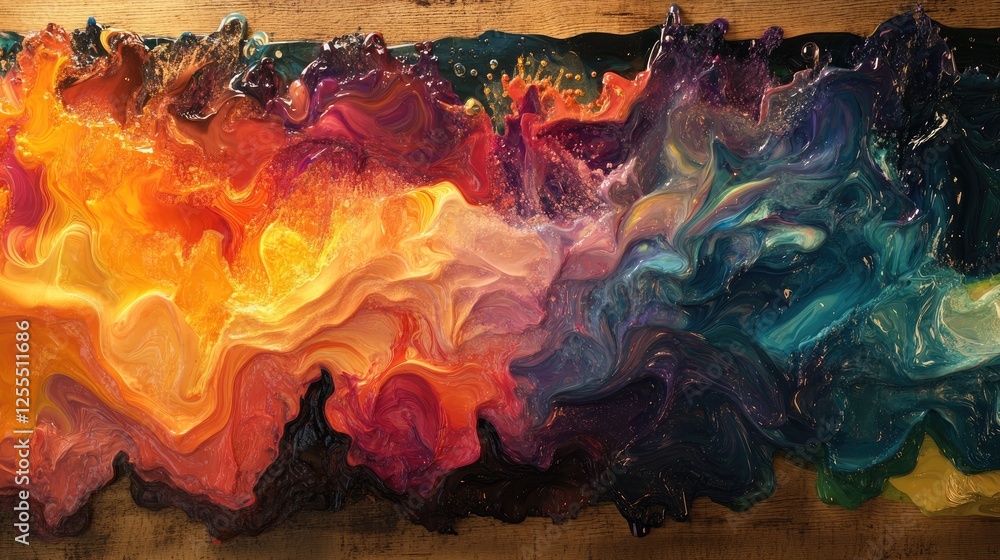 Aufkleber A burst of vibrant paint splashing and swirling in water, creating clouds of color that merge into stunning gradients, highlighting fluid dynamics
