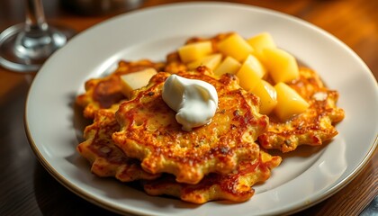 Delicious Potato Pancakes with Applesauce and Sour Cream - Easy Recipe