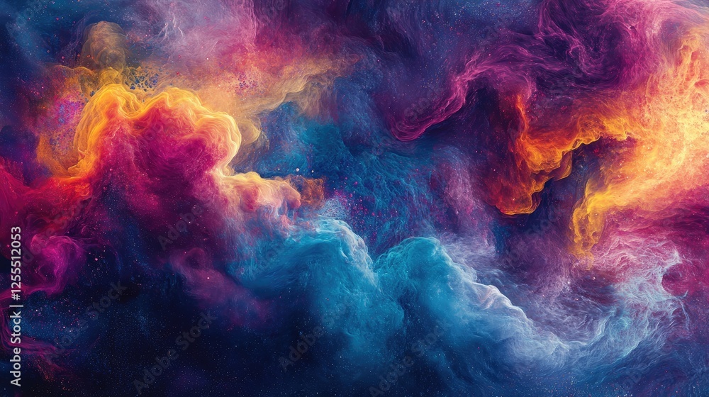 Aufkleber A burst of vibrant paint splashing and swirling in water, creating clouds of color that merge into stunning gradients, highlighting fluid dynamics