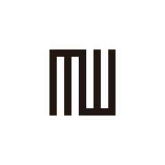Letter MW square, line geometric symbol simple logo vector