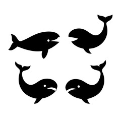 Whale Silhouette Icon Pack - Stylish Vector Set for Nature, Travel, and Conservation Designs