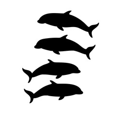 Fototapeta premium Whale Silhouette Collection - Stylish Vector Icons for Ocean-Inspired Branding and Decor