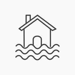 House flood vector icon isolated in black line