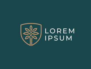 Shield Tree Logo – Elegant Linear Emblem for a Strong and Trusted Brand.
