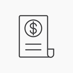 Invoice vector icon isolated in black line