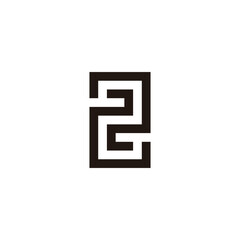Number 2, double square geometric symbol simple logo vector