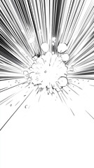 Obraz premium Dynamic comic book explosion background with rays and abstract elements in black and white design