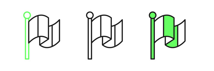 Set line Flag Italy icon isolated on white background. Vector