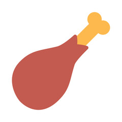 Chicken Leg Icon - Fried Food Vector Illustration in Flat Style