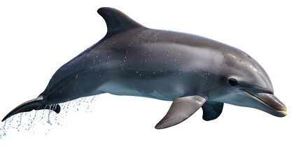 Fototapeta premium Dolphin Leaping Out of Water on Clear Isolated Background