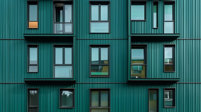 modern facade dark green alucobond panels residential building exterior architectural design sleek