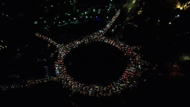 Drone shot of Damascus, Celebrations for the fall of Bashar al-Assad.