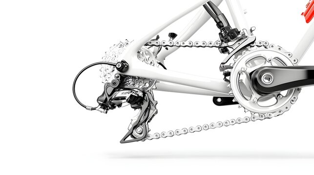 image of a rear derailleur in action isolated with sharp clarity  The precision gear mechanism is a critical component of a bicycle s drivetrain