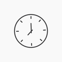 Time clock vector icon isolated in black line